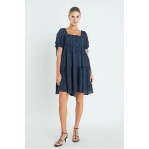 English Factory Crinkled Gingham Flounce Dress Size M
